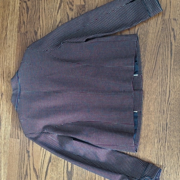 Coldwater Creek birdseye print navy/ red cropped tailored career blazer. sz 14 - Picture 5 of 8